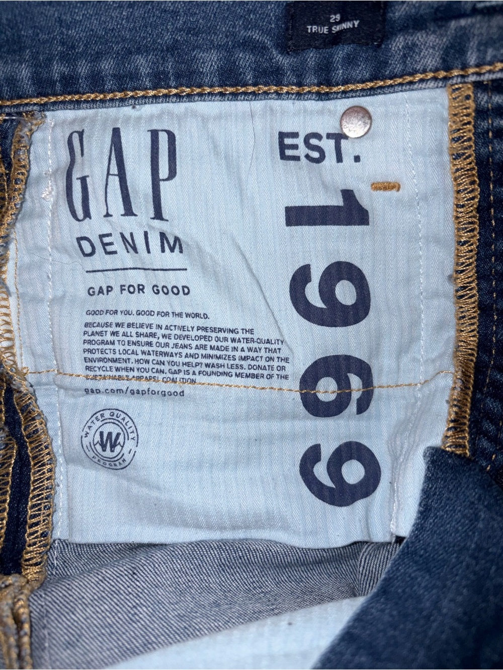 GAP Blue Ankle Jeans with Yellow Side Stripe - Picture 6 of 10